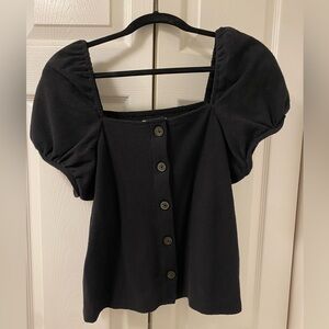 Madewell Jacquard Square-Neck Puff-Sleeve Top